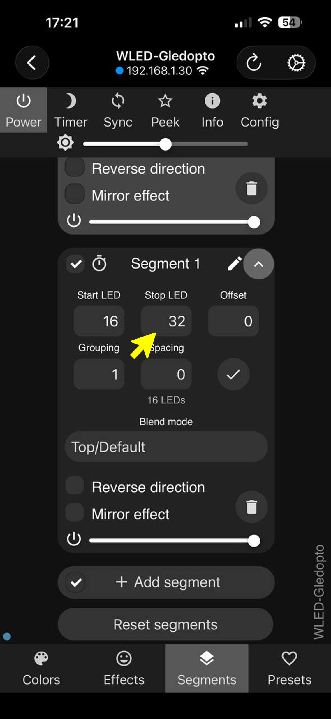 Segments — add second segment